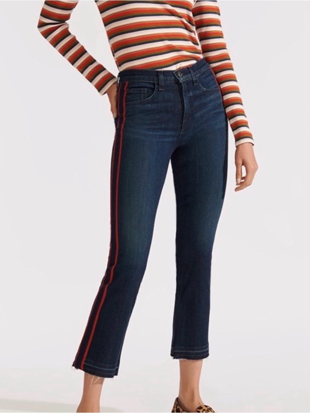 Veronica Beard Carolyn Baby Boot Jeans 26 Tuxedo Side Stripe High Rise